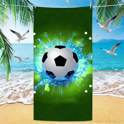 Toalha de Praia Bola de Futebol Estampa de Salpicos de Água Toalha de Microfibra para Homens Mulheres Verão Praia Piscina Acampamento Ginásio Yoga Exterior Férias