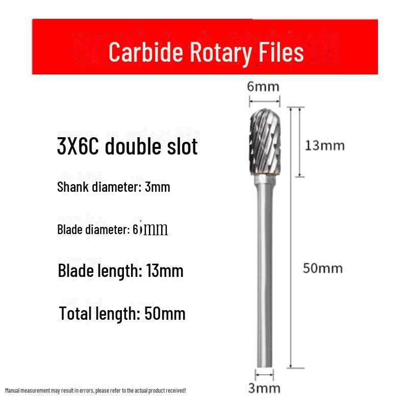 3mmX6 Tungsten Steel Carbide Rotary File for Electric Grinding - Small Metal Grinding Head