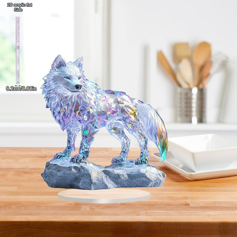 Decorazioni da Tavolo Eleganti e Colorate con Lupo per la Casa, Ornamento da Scrivania Unico con Animale, Decorazione per Schermo per Soggiorno, Regalo per Inaugurazione Casa