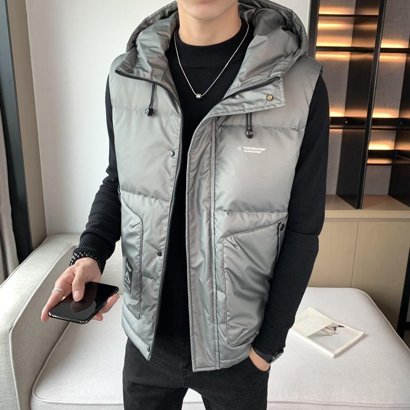 New winter down jacket vest for men, short hooded, new national standard down jacket, thickened and warm