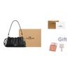 Coach Faye 26 Logo Drawstring Magnetic Closure Leather Cloud Bag Women Handbags Black CV529-SVBK