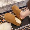 Comfortable casual shoes platform bag head half slippers velvet boken shoes loafers autumn and winter wear soft-soled slippers women's shoes