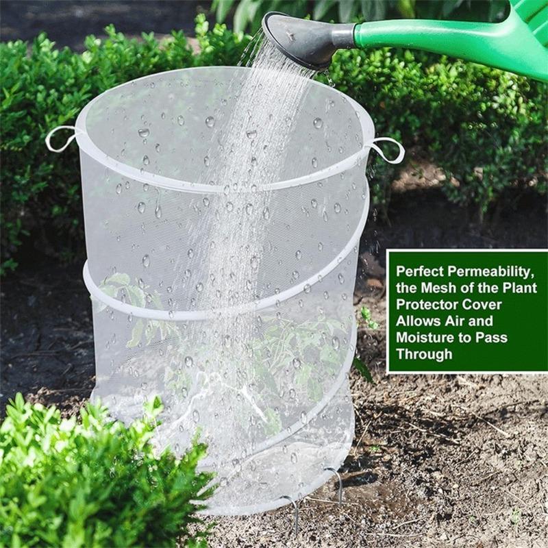 

Складной сетчатый чехол для растений, всепогодный, прочный, барьер от насекомых с 16 колышками для грунта, защита садовых растений, овощной сад белый