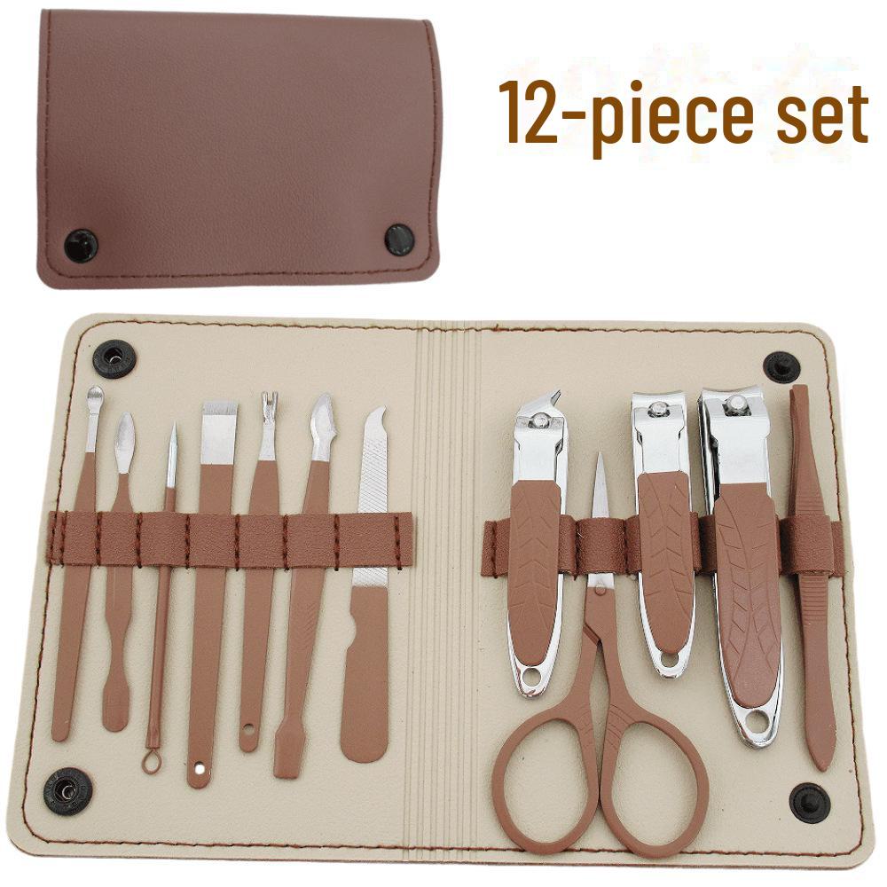 16-Piece Wallet-Style Manicure and Pedicure Set with Hawkbill Pliers, Nano File, and Ear Pick