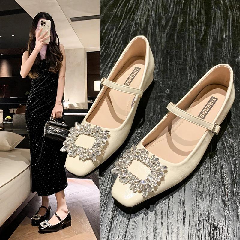 Fashion Spring 2025 Elegant Fashion Hot Seller High Heel Diamond Embellished Square Toe Women's Single Shoes Versatile