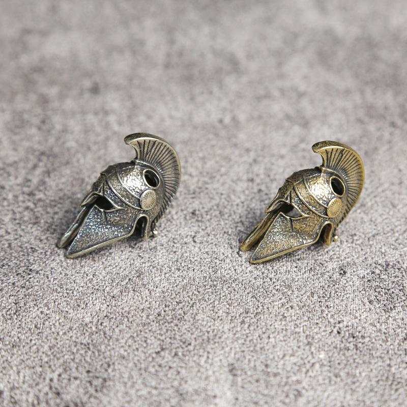 Ancient Greece Spartan Warrior Scar Helmet Brass Knife Beads EDC DIY Paracord Keychain Lanyard Pendant Jewelry Accessories