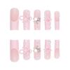 Pink Cute Sweet Love Diamond Water Pipe French Pearl Bow Wearing Nail Patch Fake Nail Wholesale