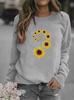 Sunflower Print Women's Round Neck Hoodie