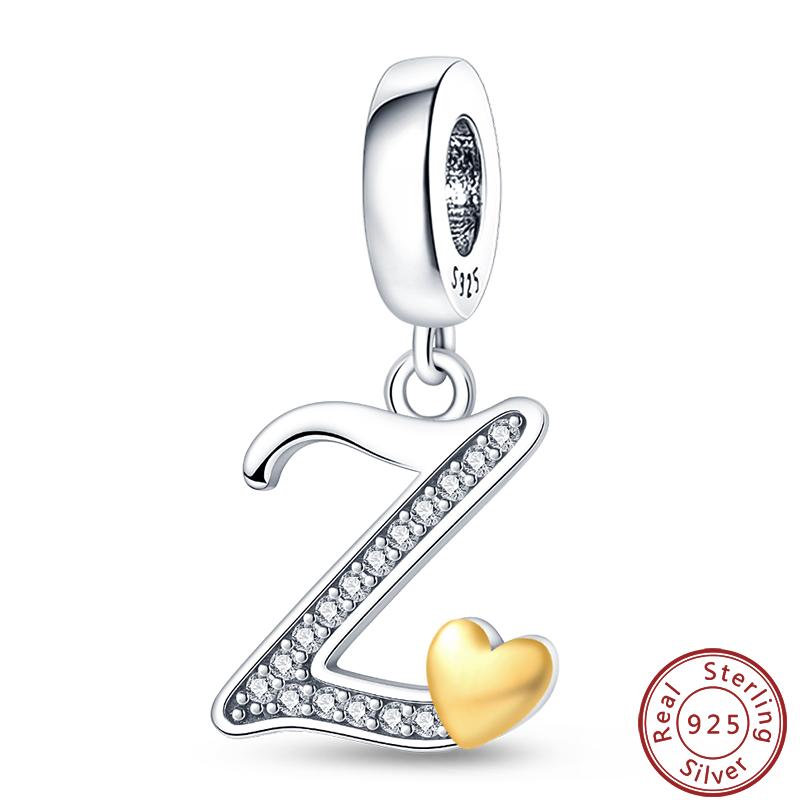 26 English Letter Series Copper Gold Heart-Shaped Design Charms Beads 3Mm Diy Fine Jewelry Making