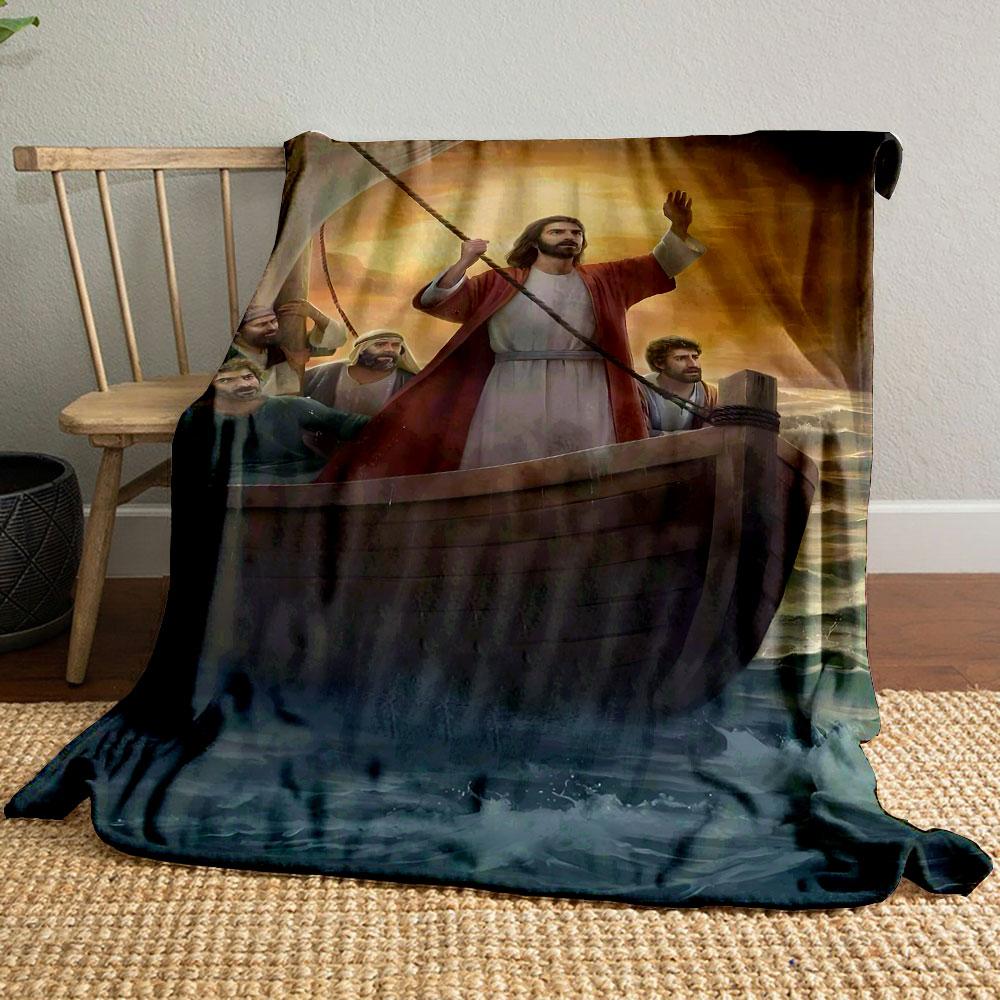 

Jesus Calms The Storm Blanket Printed Blanket for Living Room Bed Couch lunch break Soft Cozy Blanket for Friend s festival Gift 80cm x 120cm