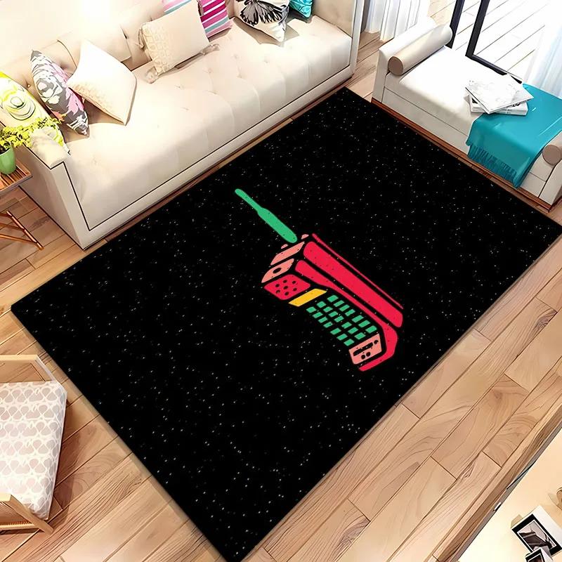 3D HD Printing Retro Phone Carpet for Living Room Cartoon Children's Bedroom Sofa Doormat Floor Tapete Anti-slip Mat Decor Rugs