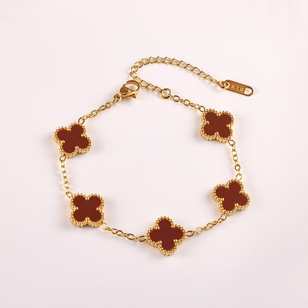 Luxury and Sophisticated Four-leaf Clover Bracelet for Women Double-sided Mother-of-pearl Lucky Clover Bracelet