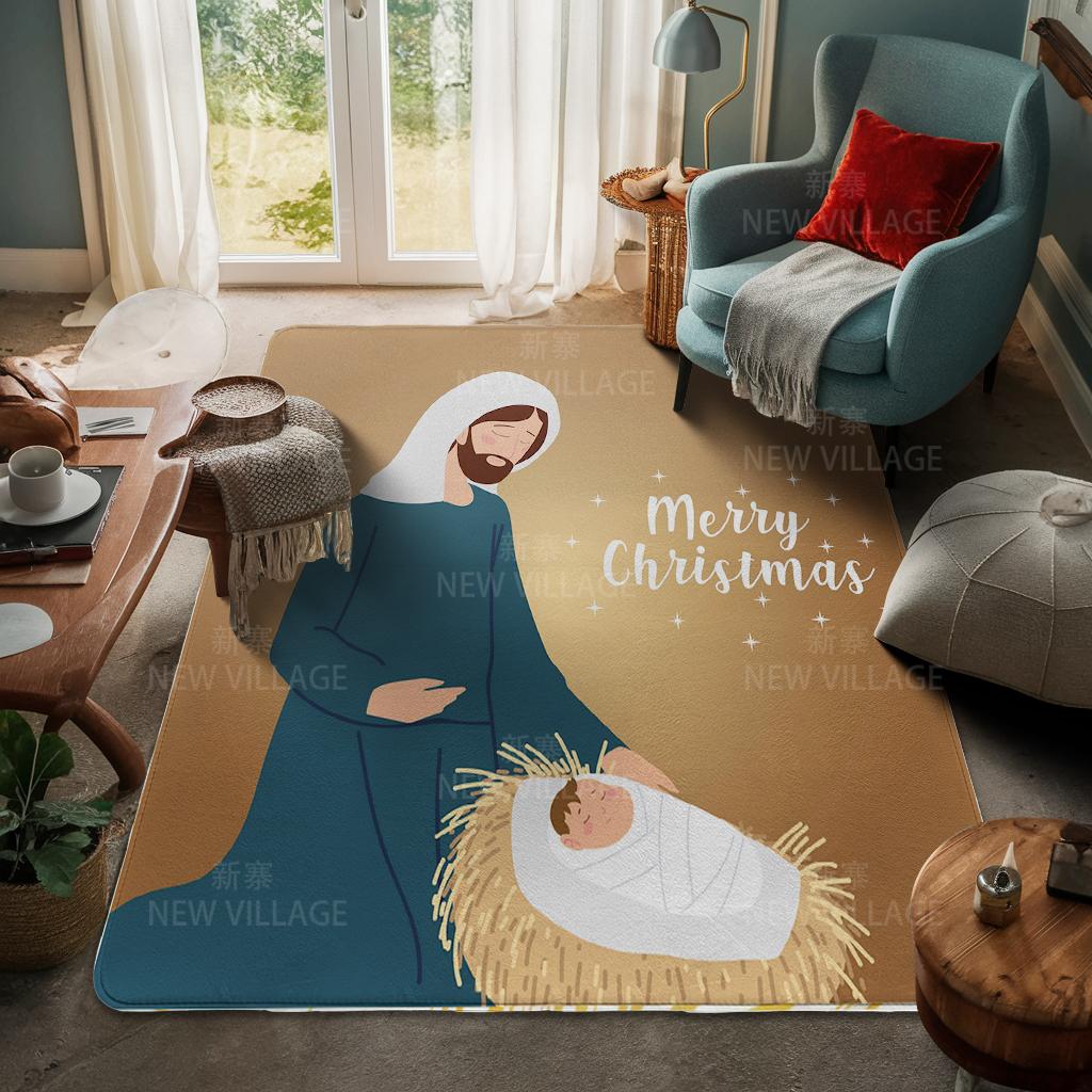 House Entrance Carpet Home Door Mat Living Room Bath Foot Bathroom Non-slip Water Absorption Rugs Bath Merry Christmas Winter