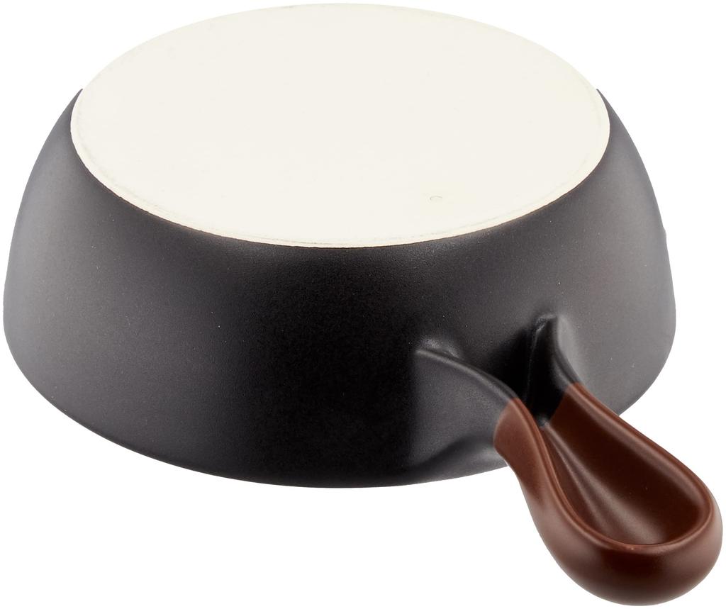 Banko Ware Bi-color Saucepan/Frying Pan, Suitable for Direct Heat and Oven, Approx. 16cm Diameter, Black/Brown, Ceramic, Microwave Safe, Made in Japan