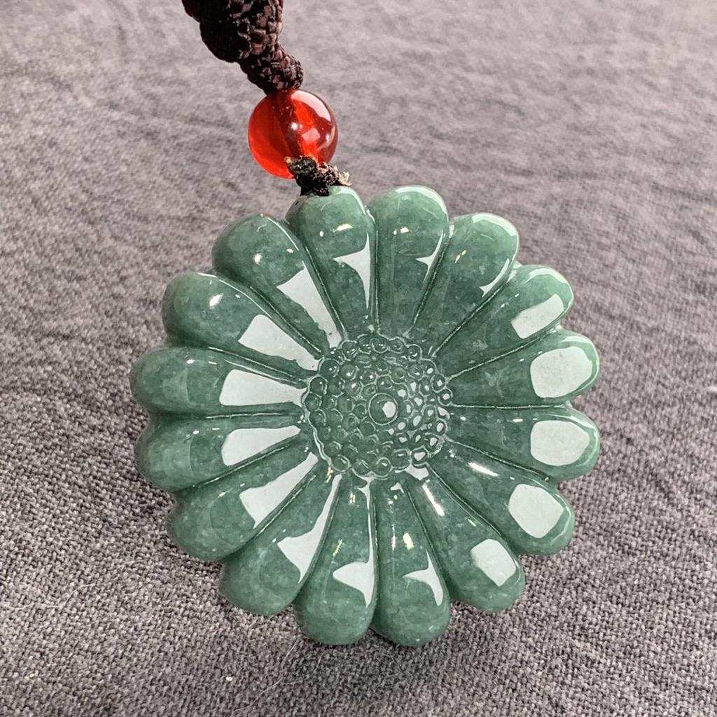 Myanmar Natural A-Grade Jade Pendant with Fox, Tiger, Qilin, and Bodhisattva Figures