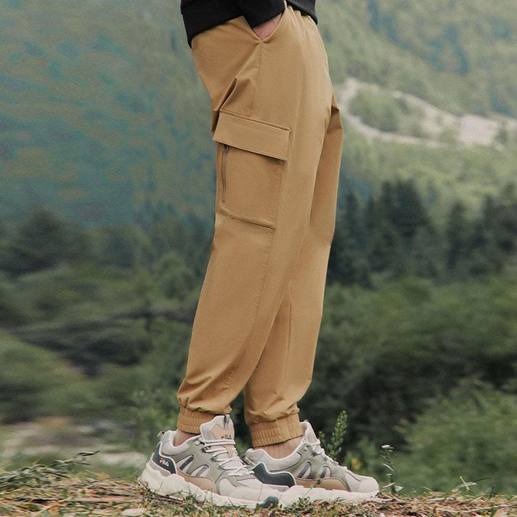 Fila Solid Color Basic Simple Cuffed Woven Casual Long Pants Men Bottoms Khaki F11M248802F-DK