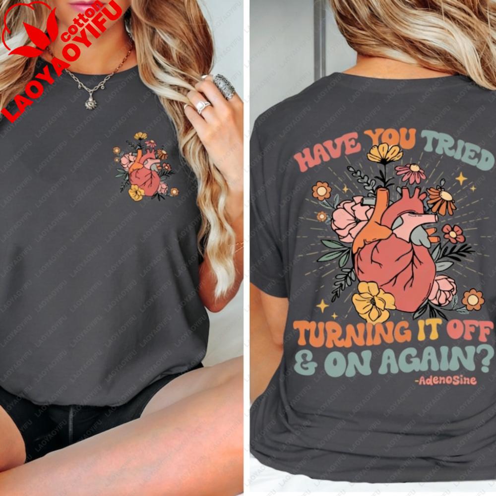

Anatomical Heart Nurse Shirt Cardiology Humor Tee Graphic T Shirts Women Clothes Vintage Harajuku Y2k Tops High Quality Cotton S