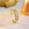 Dainty Gold Color Ring Minimalist CZ Paved Chain Link & Textured  Adjustable Open Rings For Women Everyday & Casual Wear
