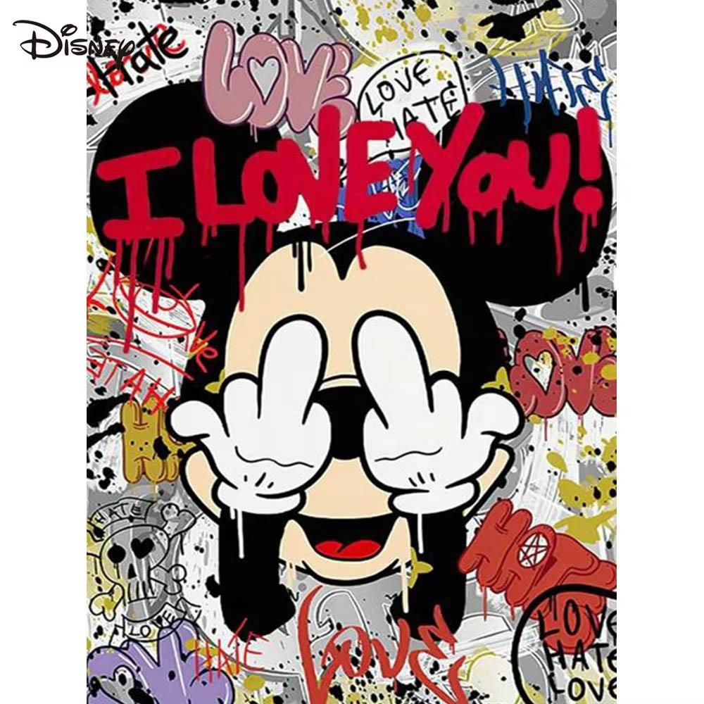 Disney Diamantové mozaiky 30x40cm Barevná diamantová malba Mickey Mouse Plné kulaté vyšívání Kreslený Film Kreativní koníčky Dekorace na zeď