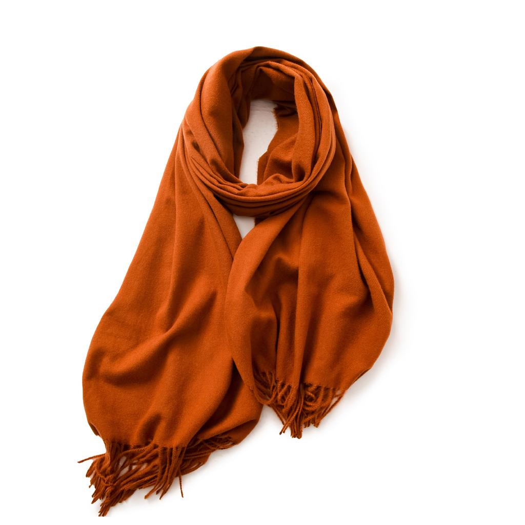 Red Scarf Women's Winter Cashmere Solid Color Scarf Shawl High-grade Warm Korean Style Tassel Scarf Men's All-match Scarf