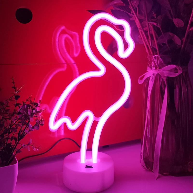 Flamingo Neon Signs Light LED Pink Wall Lamp Room Decor Battery/USB Operated for Gift Children's Bedroom Wedding Party Camping