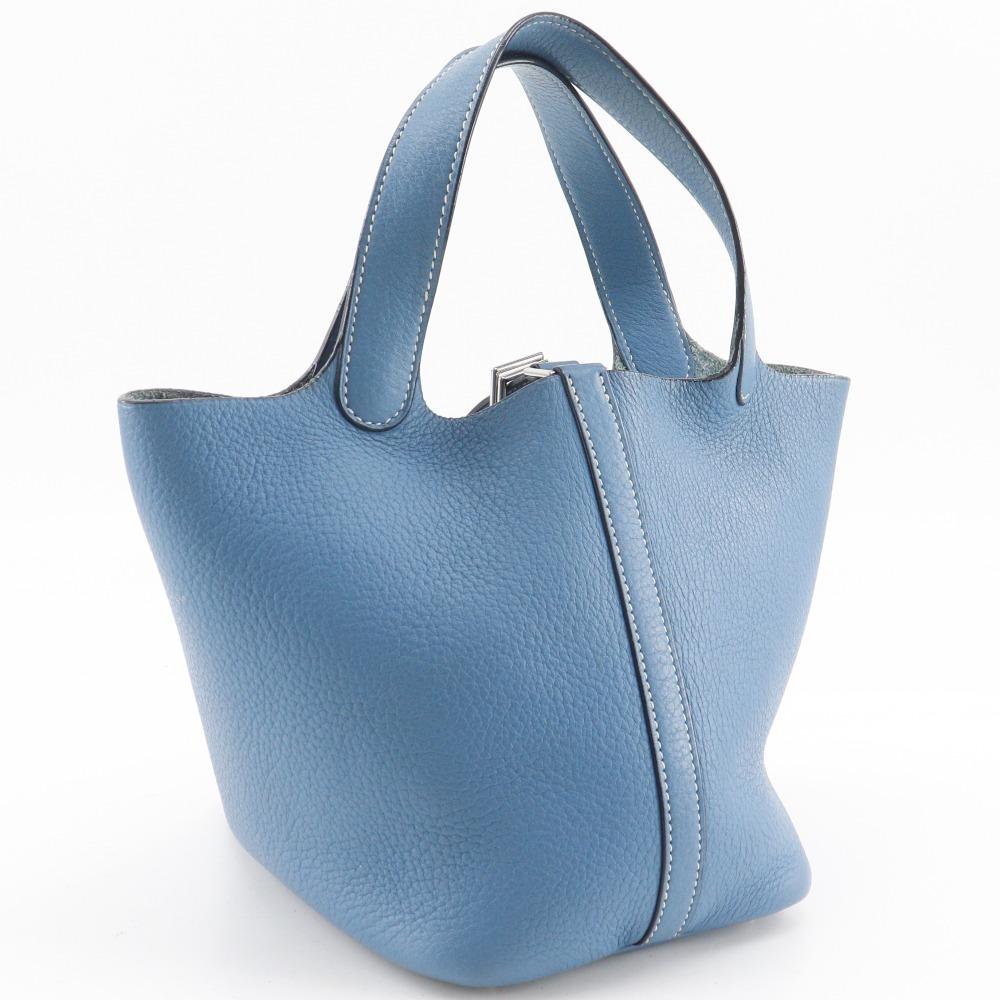 HERMES Picotin18 PM Handbag Blue gene light blue/SilverHardware Taurillon Clemence Women Used