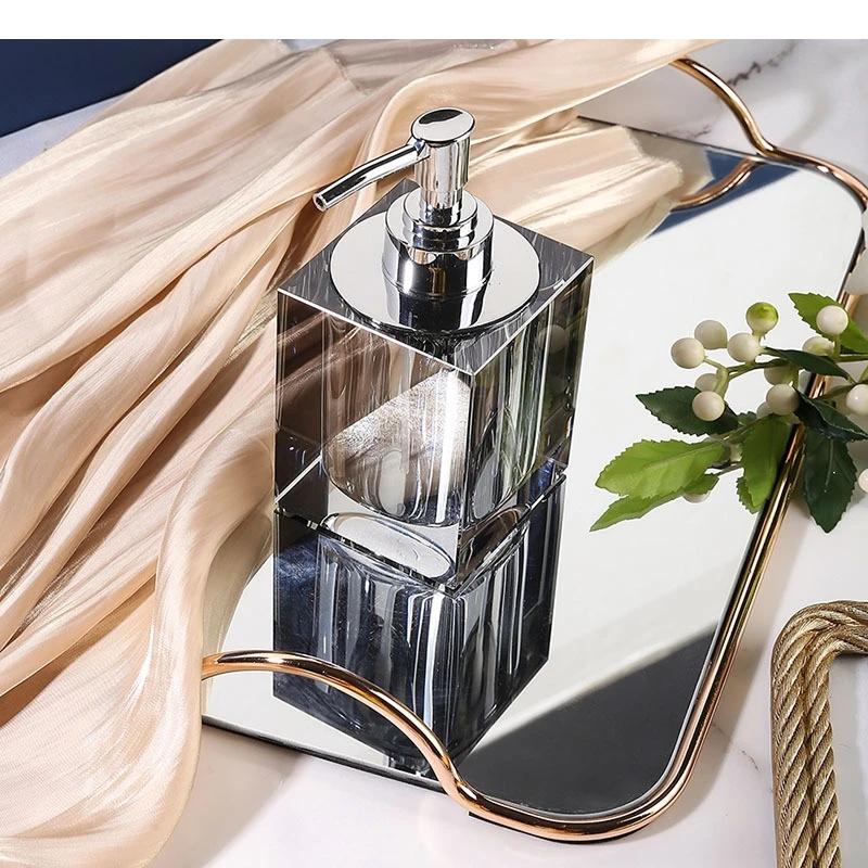Natural Crystal Bathroom Set Portable Soap Dispenser Shampoo Empty Bottle Amber Color Bath Supplies Mouthwash Cup Storage Tray