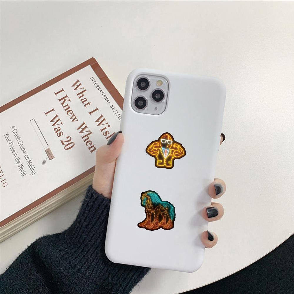 10/30/52pcs Neon Italian Brainrot Animals Stickers Tung Tung Sahur Cartoon Decals DIY Journal Notebook Abstract Graffiti Sticker