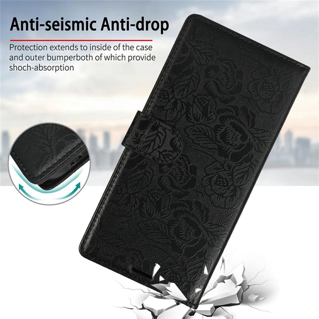 For Samsung Galaxy S24 FE Case with Hand Strap Flower Imprint Leather Wallet Phone Cover