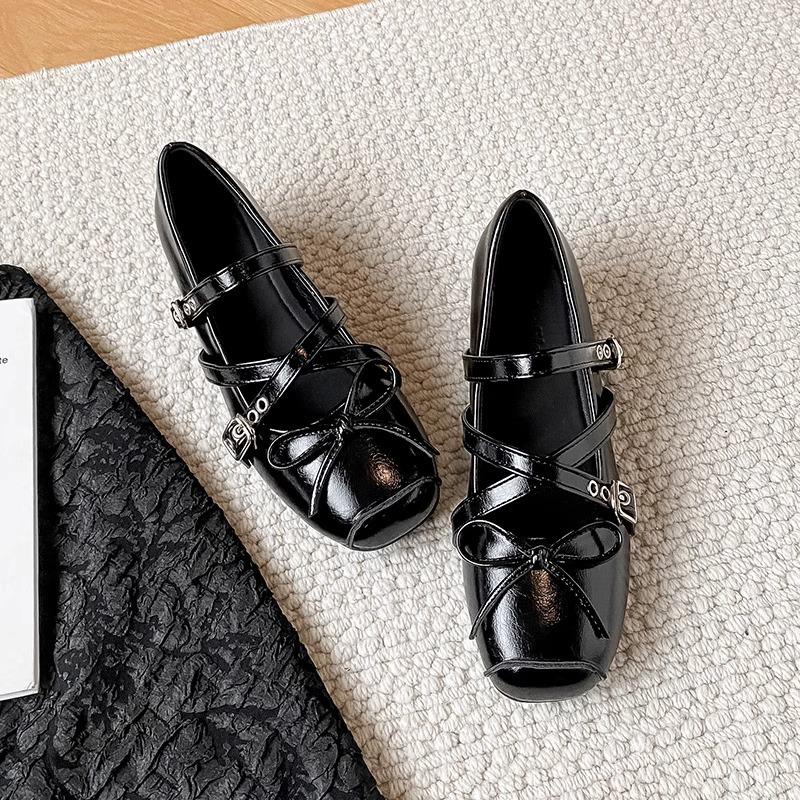 Sheepskin Version Mary Jane Silver Bow Single Shoes Women's 2025 New Skirt French Light Mouth Flat Ballet Shoes
