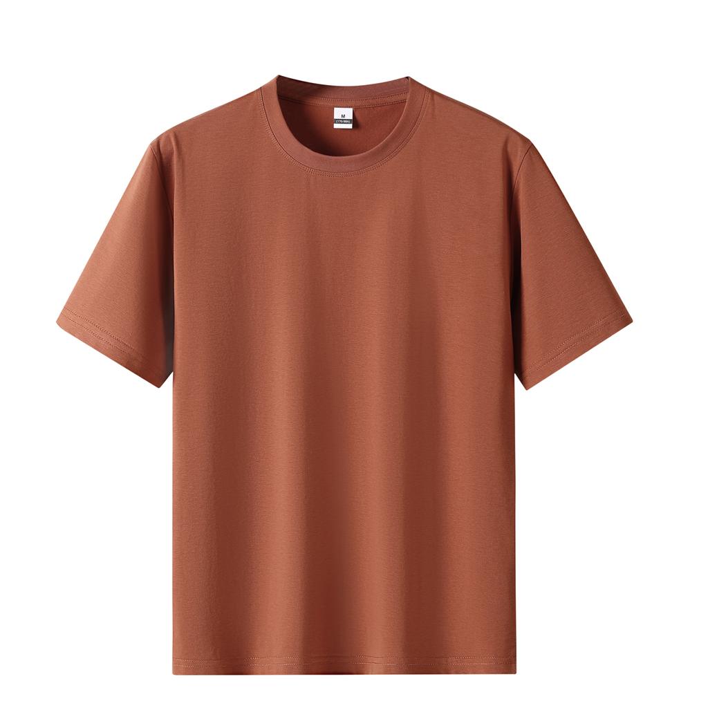 Men's Summer Round Neck Short Sleeved T-shirt Pullover Round Neck T-shirt Solid Color Top T-shirt