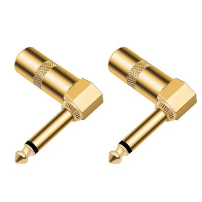 2 Stück 6,35mm Stecker Lötverbinder DIY Gerader Kopf/Winkel Lötstecker für Instrumenten-Audiokabelanschluss