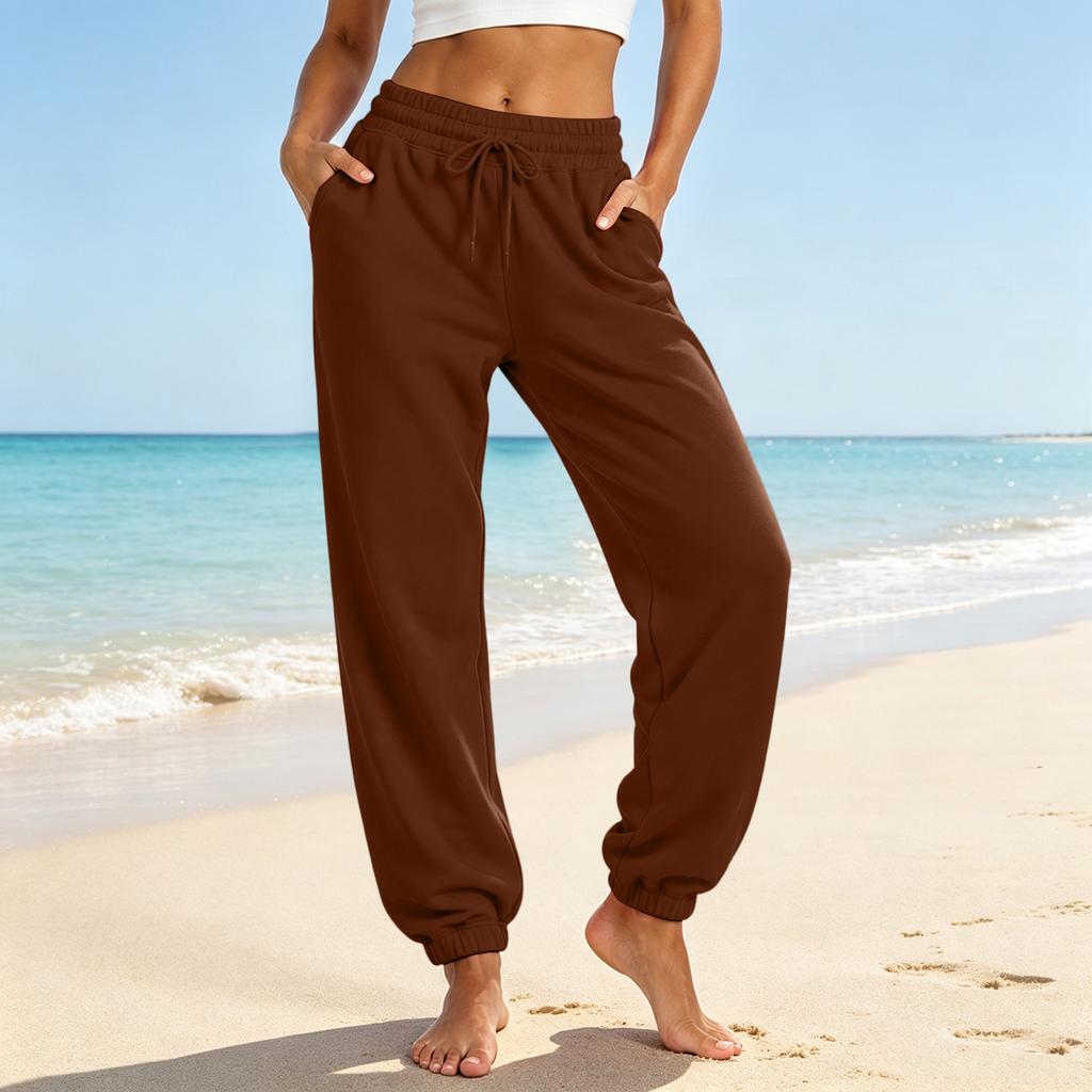 Pantalones Jogger Casuales para Mujer con Bolsillos, Color Pantalones Sueltos con Puños