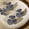 Silver Needle French Gradual Change Blue Flower Stud Earrings Crystal New Niche Design Earrings Light Luxury Earrings Women