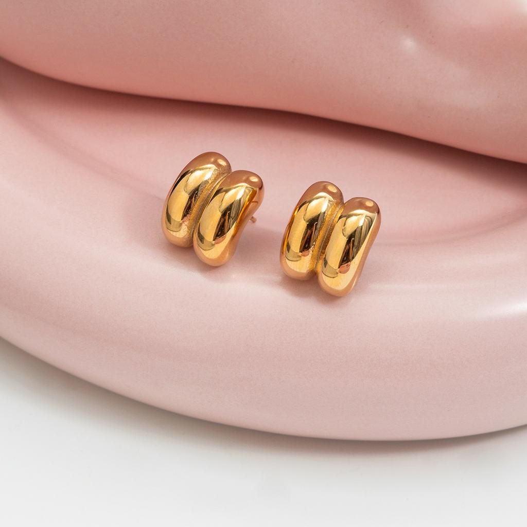 Light luxury premium sense chubby double earrings earrings niche design jewelry
