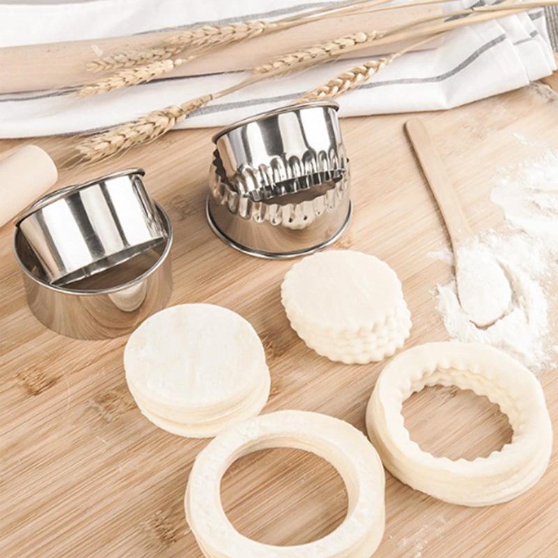 3Pcs Stainless Steel Dough Cutter Dumplings Molds Round Cookie Biscuit Cutters Circle Pastry Cutters Baking Circle Ring Molds