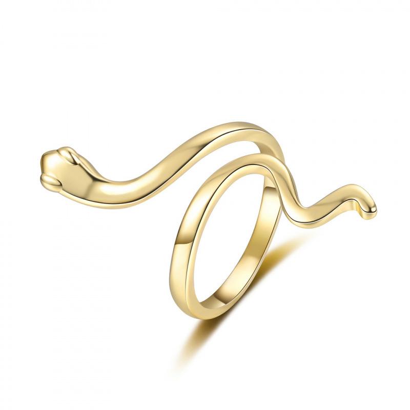18K Gold Plated Snake Ring - Women's Chic Animal Design Jewelry