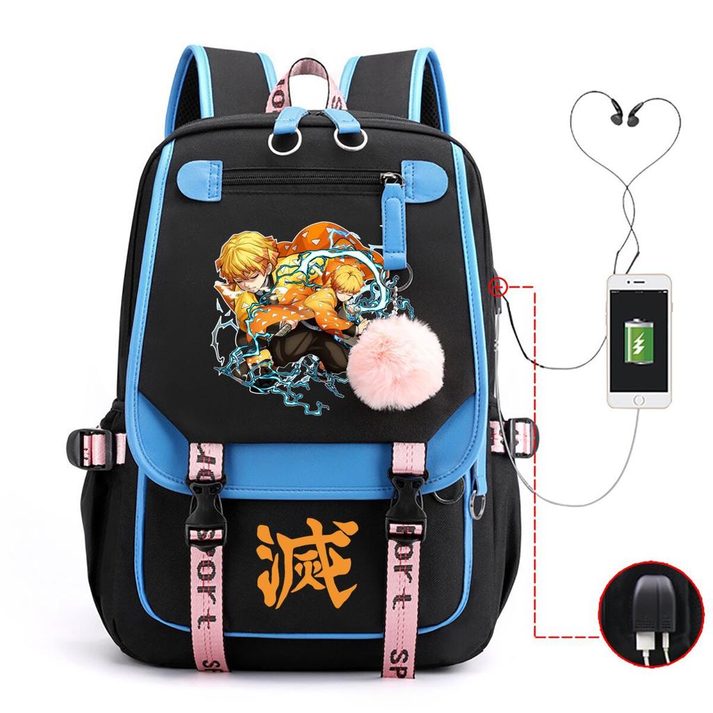 Ghost Extermination Surrounding Day Trend Backpack Large Capacity Student Schoolbag Multi-functional Leisure Outdoor Bag