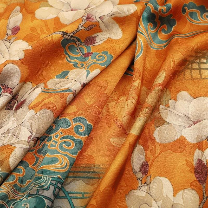 Chinese-style Imitation Silk Cloud Gauze High-end Fabric Soft Cotton Silk Printed Fabric DIY Cheongsam Dress Hanfu Clothing