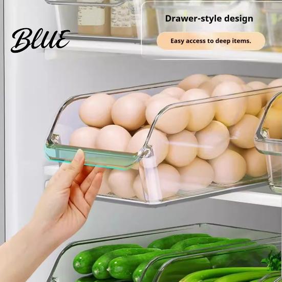 Fridge Drawer for Canned Drinks Refrigerator Storage Box with Handle Clear PET Pull Out Organizers Organizer Stackable Fresh Food Keeper Vegetables