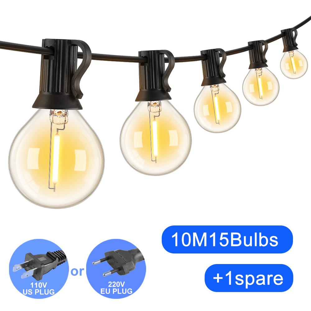 

ST38 Уличные светодиодные гирлянды IP65 Водонепроницаемые светодиодные лампы Диммируемые Наружные фонари для патио Рождественские фонари для декора пабов и кемпингов ЕС США EU Plug