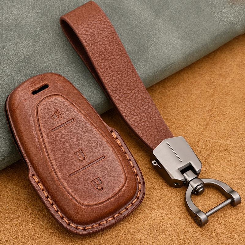 Genuine Leather Key Case Cover Suitable for Chevrolet Tracker Buckle Malibu XL Explorer Volando Pioneer Key Fob Protector