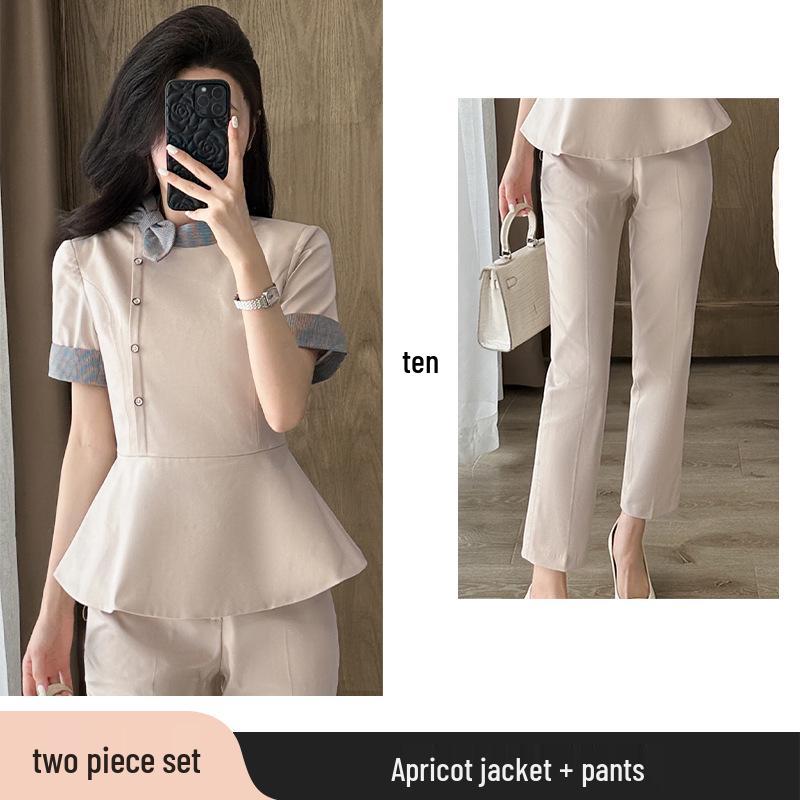 Women's High-End Professional Salon & Hotel Reception Summer Workwear Set