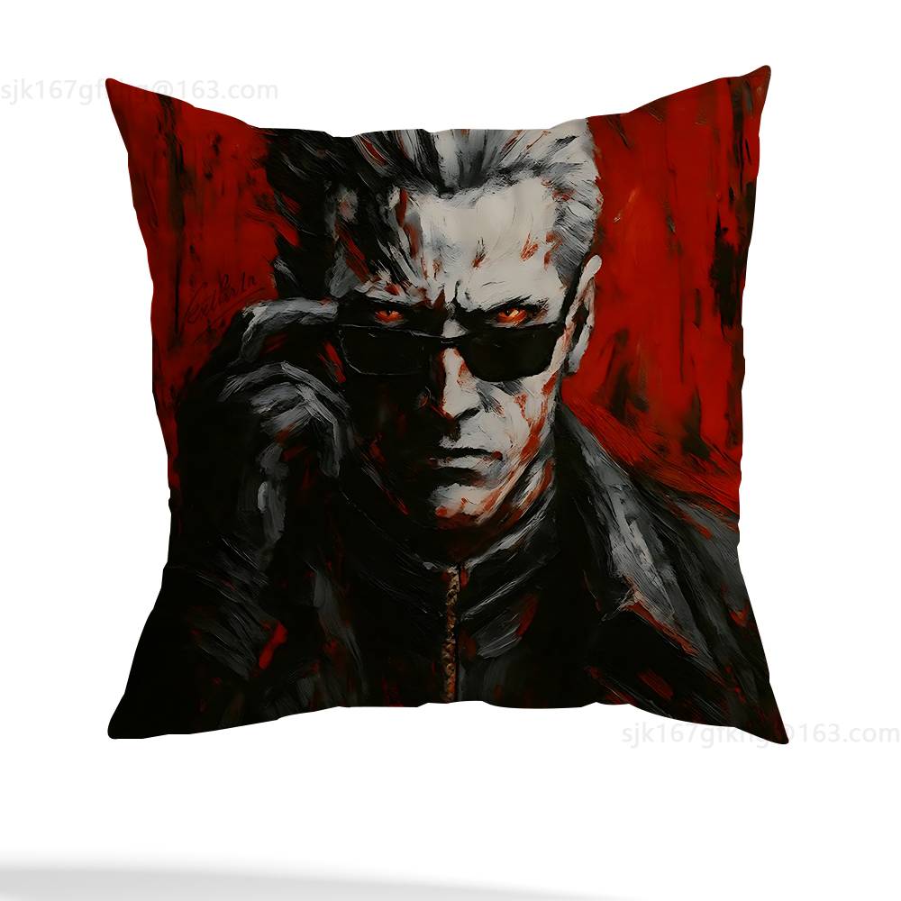 Albert Wesker Pillow Case Anti-dustmite Pillowcase Invisible zipper silky short plush Sofa cushion cover