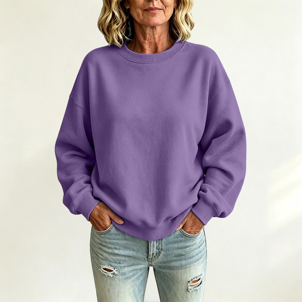 Women's Lined Neck Sweatshirt Casual Loose Fit Pullover for Couples Daily Wear