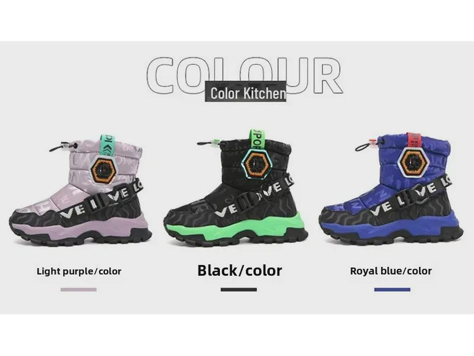 Northeast Kids' Waterproof Winter Snow Boots with Thick Velvet Lining