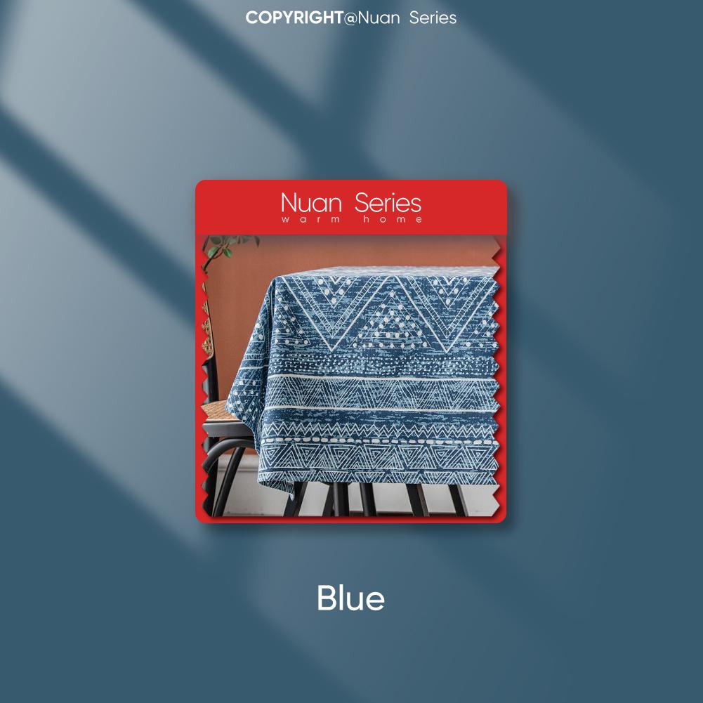 

1 шт. серия Nuan винтажная скатерть в стиле бохо из хлопка и льна с принтом квадратная скатерть для кухни, обеденного стола, журнального столика, косметического столика, домашнего декора W100cm x L140cm синий