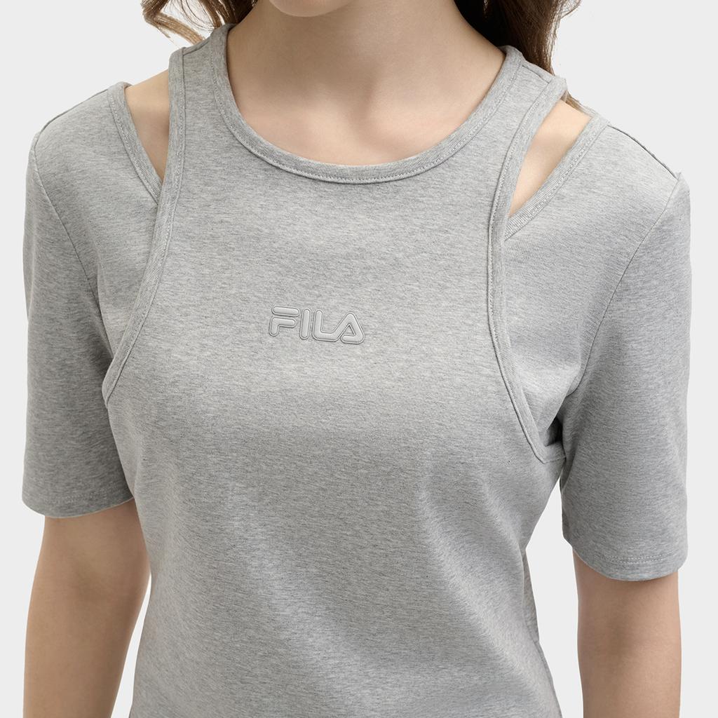 New FILA ORIGINALE Short Sleeved Dress Women's Medium Heather Gray F51W529301F-MG