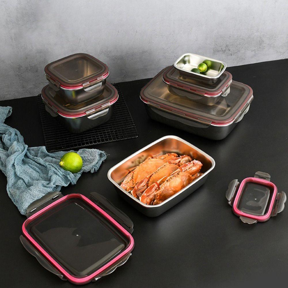 Silicone Ring Sealed 304 Stainless Steel Fresh-keeping Box Freshness Container Refrigerator