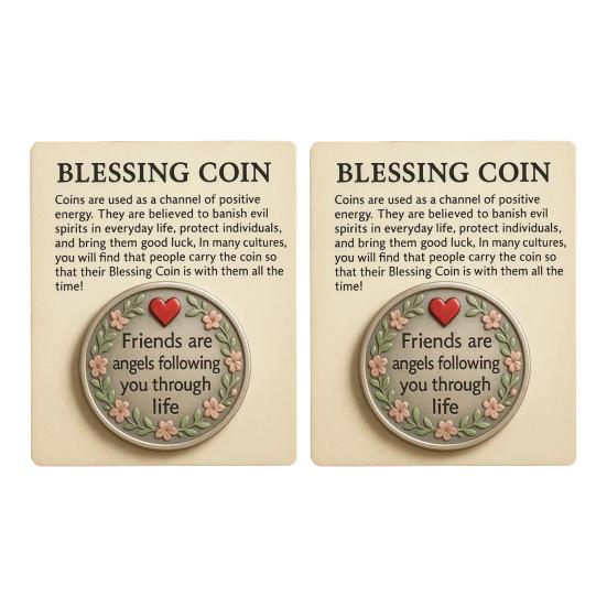 Friendship Blessing Coin Friends Are Angels Following You Through Life Blessing Coin with Emotional Support Card Pocket Friendship Keepsake Gifts